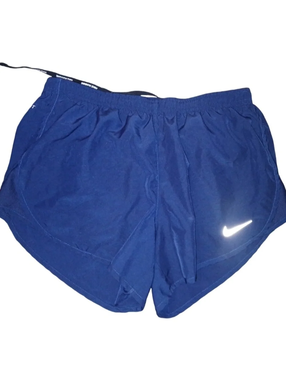 Nike Women's Navy Blue Athletic Shorts with Reflective Swoosh